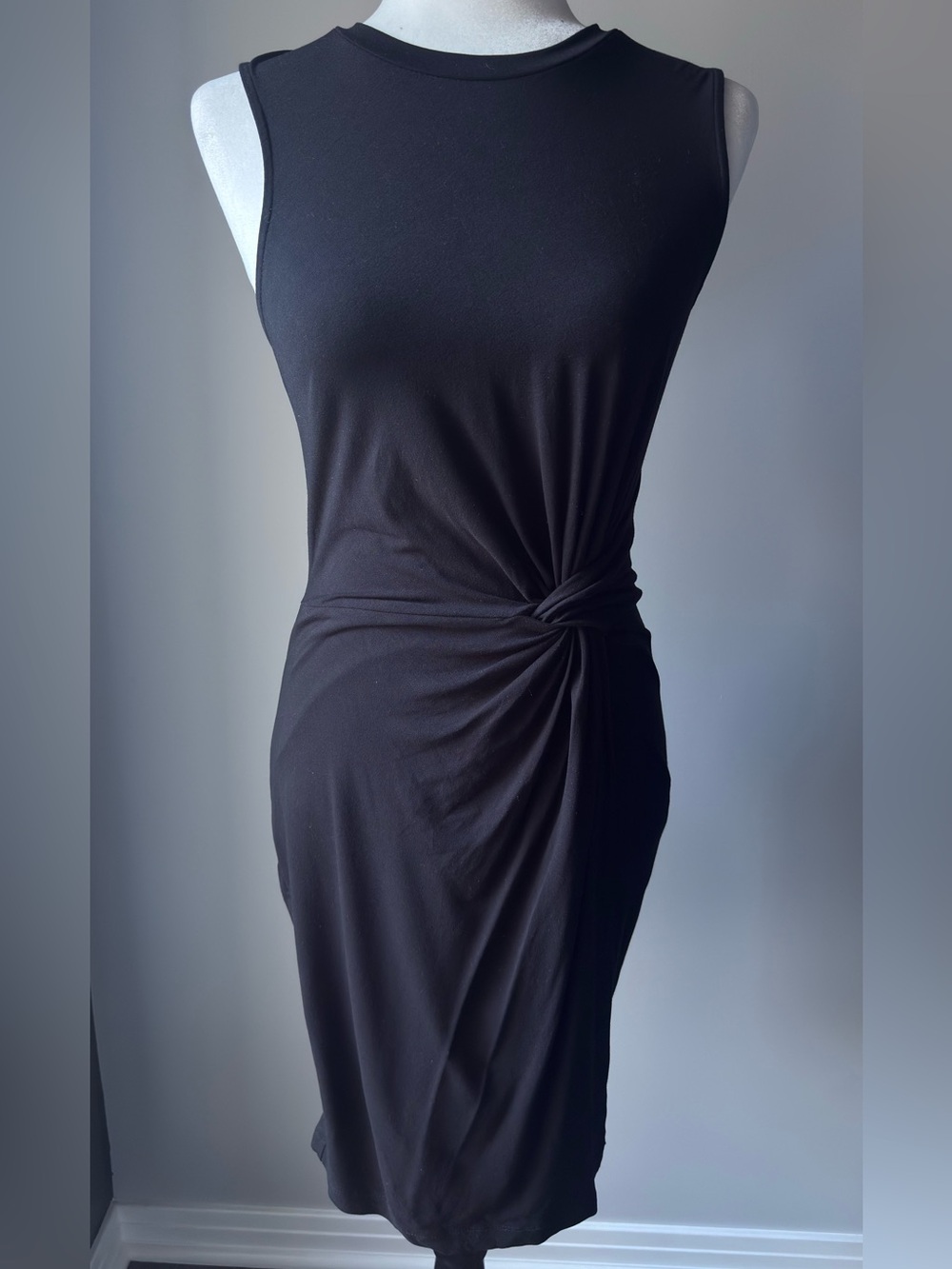 Dynamite Black Sleeveless Midi Dress with Side Knot